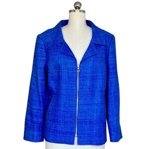 Carlisle Jacket Womens Size 18 Royal Blue Textured Full Zip Lined Pockets